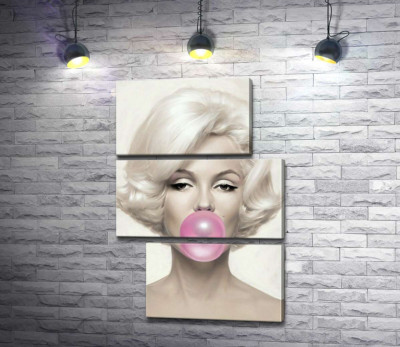Модульна картина "Мерілін Монро (Marilyn Monroe) надуває рожеву жуйку"