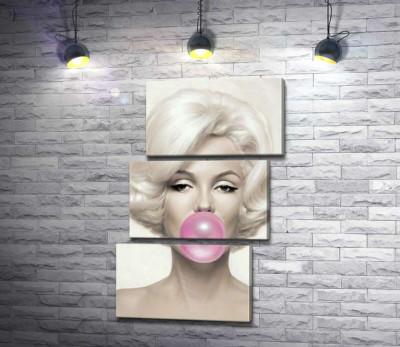Мерілін Монро (Marilyn Monroe) надуває рожеву жуйку