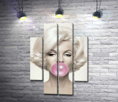 Модульная картина "Мэрилин Монро (Marilyn Monroe) надувает розовую жвачку"