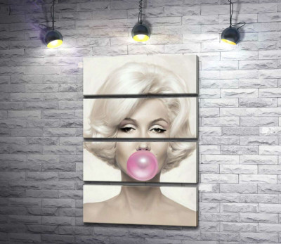 Модульна картина "Мерілін Монро (Marilyn Monroe) надуває рожеву жуйку"