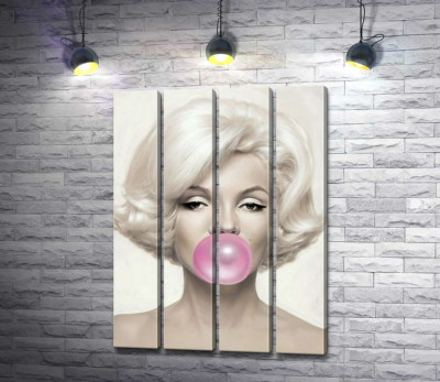 Модульна картина "Мерілін Монро (Marilyn Monroe) надуває рожеву жуйку"