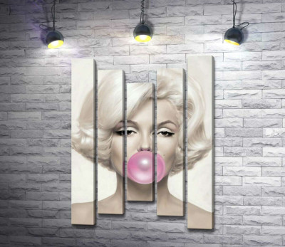 Мэрилин Монро (Marilyn Monroe) надувает розовую жвачку