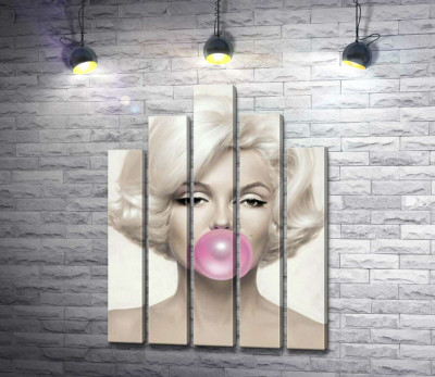 Мерілін Монро (Marilyn Monroe) надуває рожеву жуйку