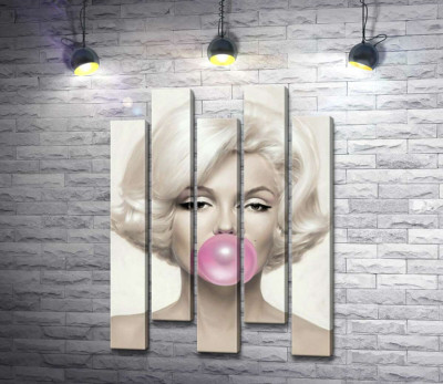 Модульная картина "Мэрилин Монро (Marilyn Monroe) надувает розовую жвачку"