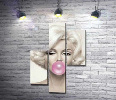 Мэрилин Монро (Marilyn Monroe) надувает розовую жвачку