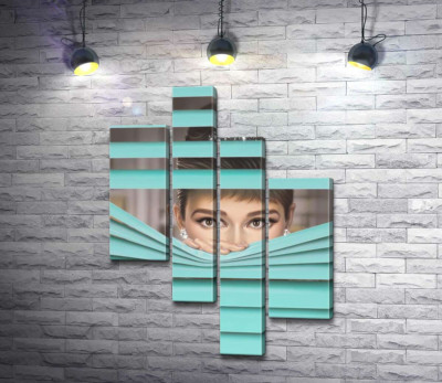 Модульная картина "Одри Хепбёрн (Audrey Hepburn) в роли героини фильма "Завтрак у Тиффани" (Breakfast at Tiffany's)"