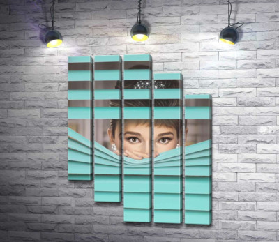 Модульна картина "Одрі Гепберн (Audrey Hepburn) в ролі героїні фільму "Сніданок у "Тіффані"" (Breakfast at Tiffany's) "