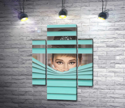 Модульная картина "Одри Хепбёрн (Audrey Hepburn) в роли героини фильма "Завтрак у Тиффани" (Breakfast at Tiffany's)"