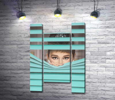 Модульная картина "Одри Хепбёрн (Audrey Hepburn) в роли героини фильма "Завтрак у Тиффани" (Breakfast at Tiffany's)"