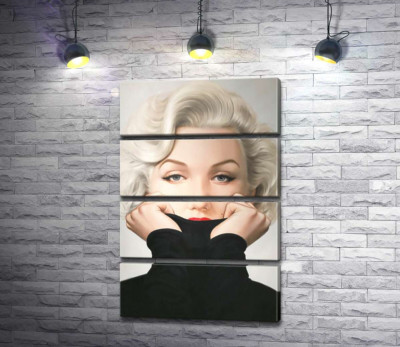 Модульная картина "Нежный портрет Мэрилин Монро (Marilyn Monroe) в черном свитере"