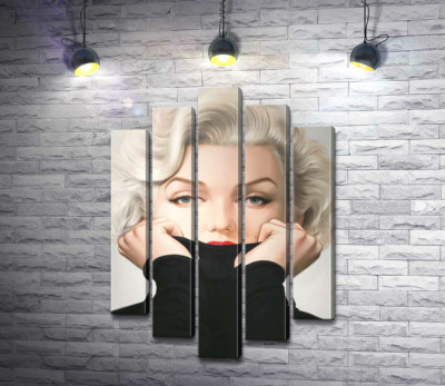 Модульная картина "Нежный портрет Мэрилин Монро (Marilyn Monroe) в черном свитере"