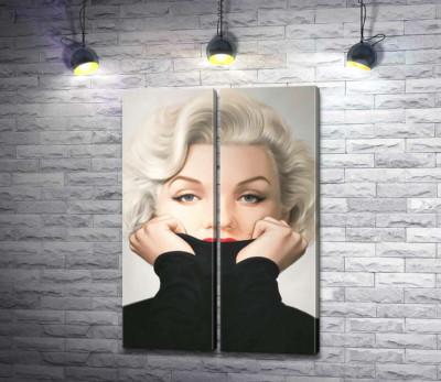Модульная картина "Нежный портрет Мэрилин Монро (Marilyn Monroe) в черном свитере"