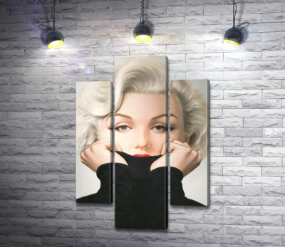 Модульная картина "Нежный портрет Мэрилин Монро (Marilyn Monroe) в черном свитере"
