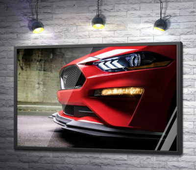 Постер "Червоний бампер автомобіля Ford Mustang Shelby GT500 з плавними вигинами фар"