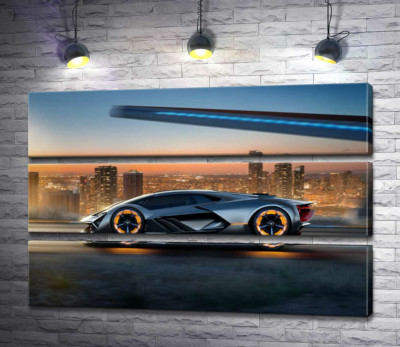 Модульная картина "Инновационная модель электромобиля Ламборгини (Lamborghini Terzo Millennio)"