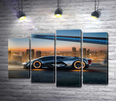 Модульная картина "Инновационная модель электромобиля Ламборгини (Lamborghini Terzo Millennio)"