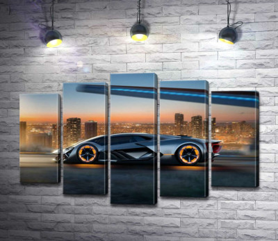 Модульная картина "Инновационная модель электромобиля Ламборгини (Lamborghini Terzo Millennio)"