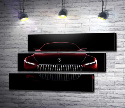 Модульная картина "Красный силуэт автомобиля Mercedes-Maybach S-Class"