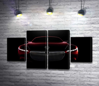 Модульная картина "Красный силуэт автомобиля Mercedes-Maybach S-Class"