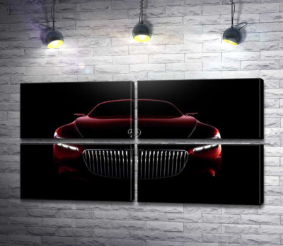 Модульна картина "Червоний силует автомобіля Mercedes-Maybach S-Class"