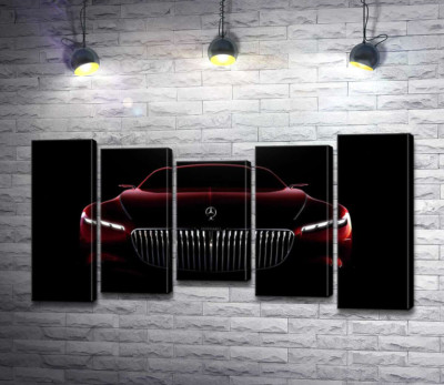 Модульна картина "Червоний силует автомобіля Mercedes-Maybach S-Class"