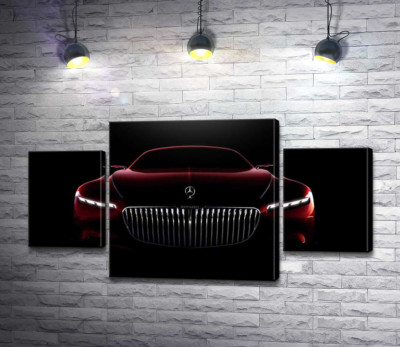 Модульная картина "Красный силуэт автомобиля Mercedes-Maybach S-Class"