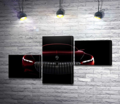 Модульная картина "Красный силуэт автомобиля Mercedes-Maybach S-Class"