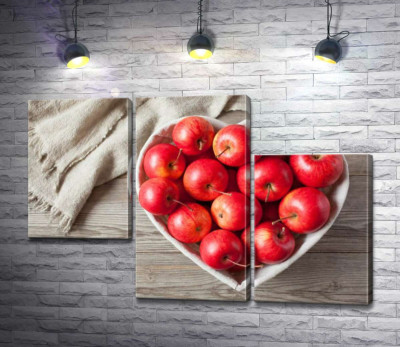 Модульная картина "Яблоки в корзине-сердце"