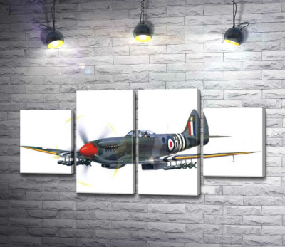 Модульная картина "Британский истребитель Supermarine Spitfire"