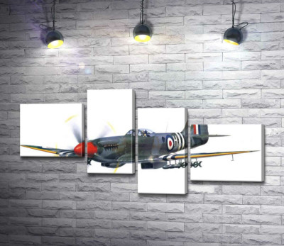 Модульная картина "Британский истребитель Supermarine Spitfire"