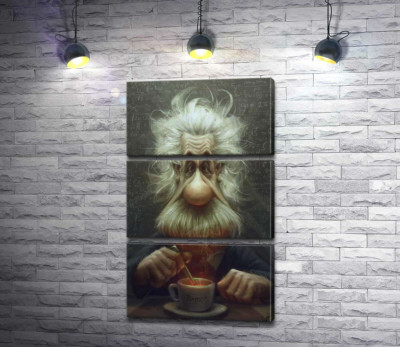 Модульная картина "Карикатура на Альберта Эйнштейна (Albert Einstein), пьющего чай"