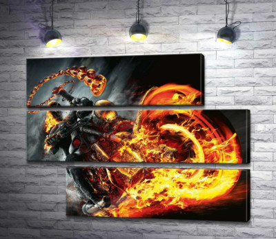 Модульная картина "Постер с главным злодеем фильма "Призрачный всадник" (Ghost rider)"