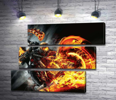 Модульная картина "Постер с главным злодеем фильма "Призрачный всадник" (Ghost rider)"