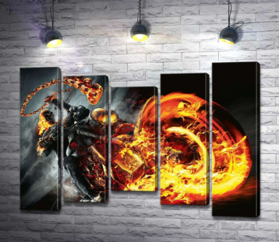 Модульная картина "Постер с главным злодеем фильма "Призрачный всадник" (Ghost rider)"