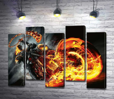 Модульная картина "Постер с главным злодеем фильма "Призрачный всадник" (Ghost rider)"
