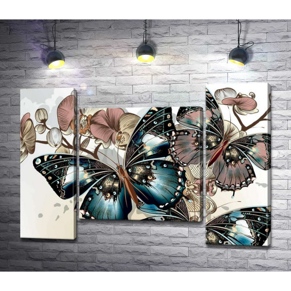 Пастельна гармонія метеликів та орхідей
