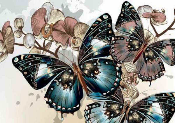 Пастельна гармонія метеликів та орхідей