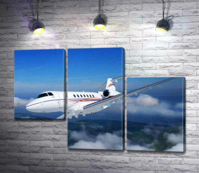 Модульная картина "Американский корпоративный самолет Hawker 400 поднялся в небо"