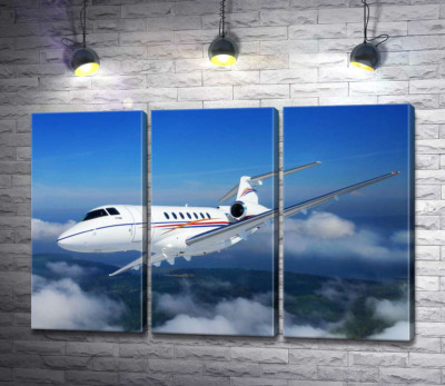 Модульная картина "Американский корпоративный самолет Hawker 400 поднялся в небо"