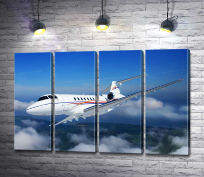 Модульная картина "Американский корпоративный самолет Hawker 400 поднялся в небо"