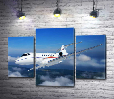 Модульная картина "Американский корпоративный самолет Hawker 400 поднялся в небо"