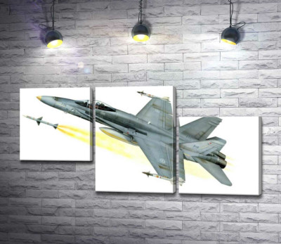 Модульна картина "Канадський багатоцільовий винищувач McDonnell Douglas CF-18 Hornet"