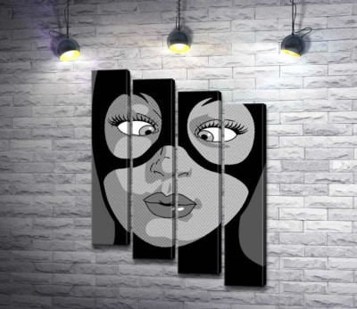 Модульная картина "Женщина-кошка (Cat woman) весело кривляется"