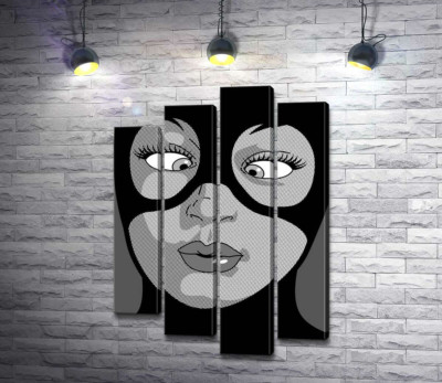 Модульная картина "Женщина-кошка (Cat woman) весело кривляется"