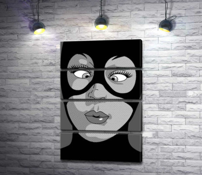 Модульная картина "Женщина-кошка (Cat woman) весело кривляется"