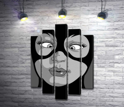 Модульная картина "Женщина-кошка (Cat woman) весело кривляется"