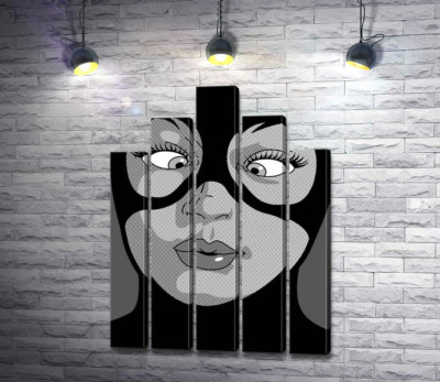 Модульная картина "Женщина-кошка (Cat woman) весело кривляется"
