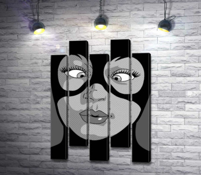 Модульная картина "Женщина-кошка (Cat woman) весело кривляется"