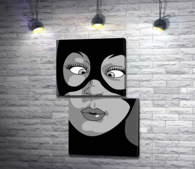 Модульная картина "Женщина-кошка (Cat woman) весело кривляется"