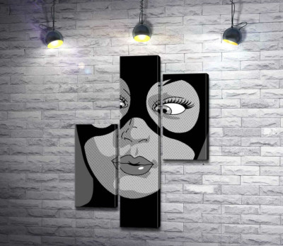 Модульна картина "Жінка-кішка (Cat woman) весело кривляється"